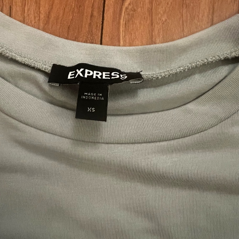Express Bodycon XS Light Sage Green Dress Women's Ruched Stretch Extra S… - Picture 5 of 12